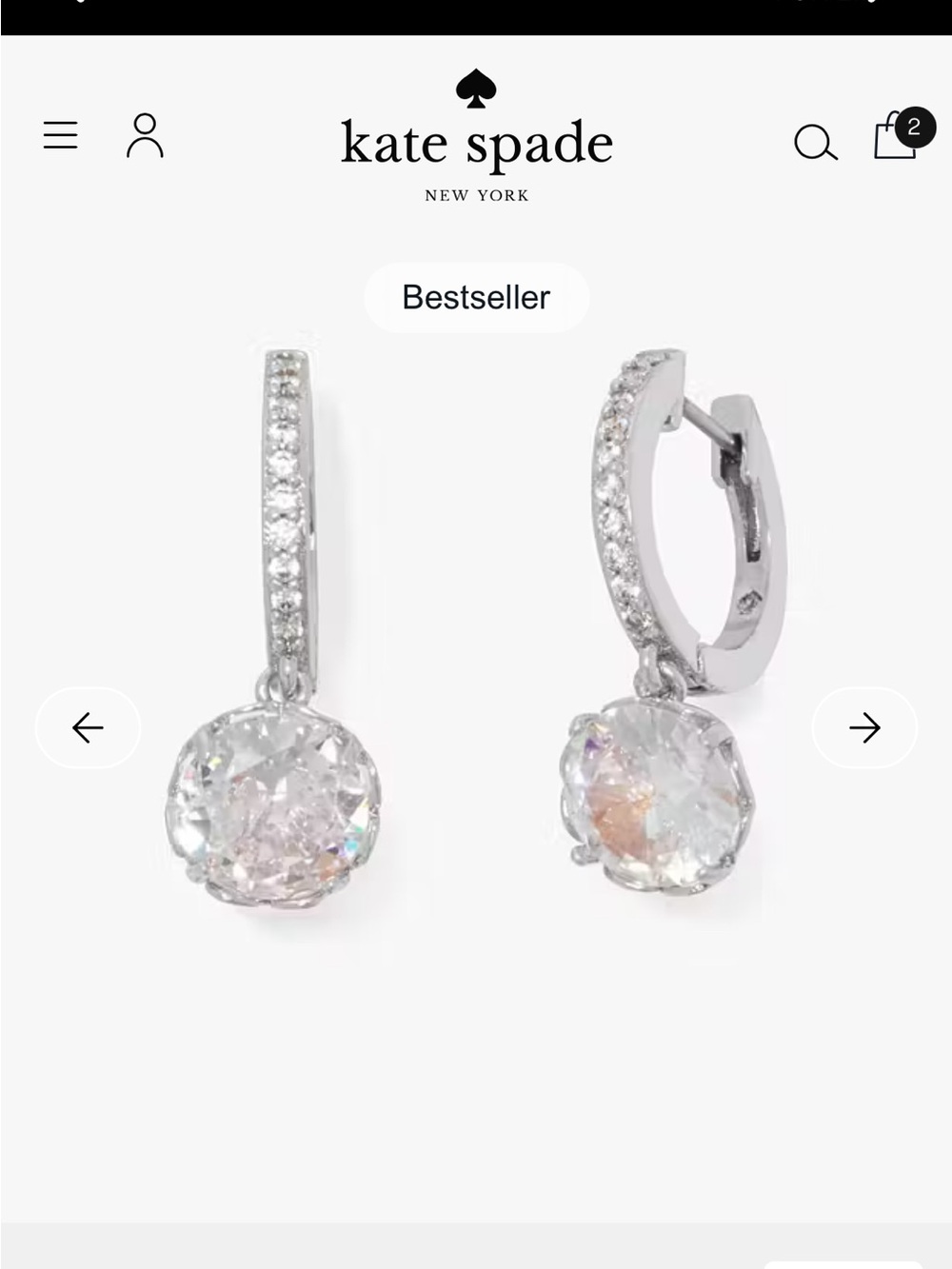 KATE SPADE THAT SPARKLE PAVE MINI HOOPS NWT